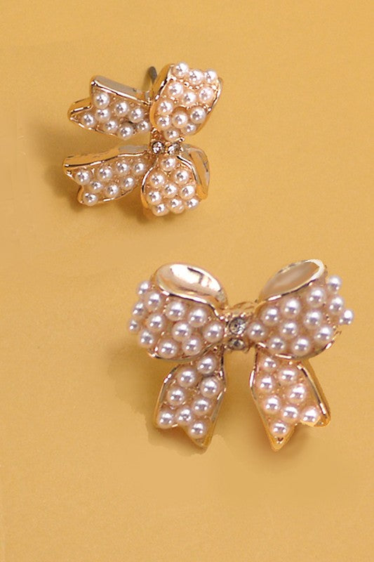 Mini Pearl Bow Stud Earring