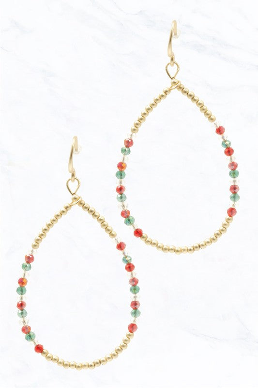 Holiday Teardrop Beaded Earring