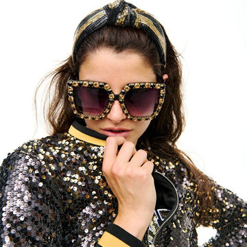 Black & Gold Sequin Stripe Knot Headband main image 1