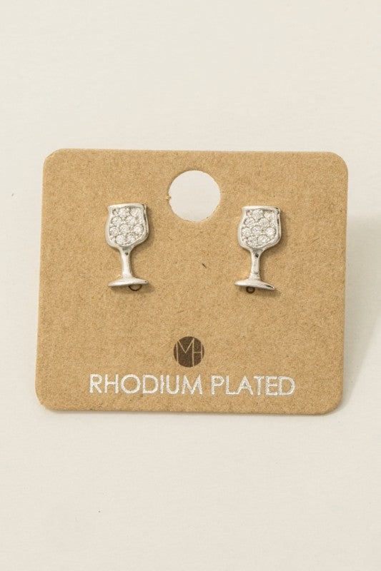 Sparkle Wine Glass Must Have Stud Earring