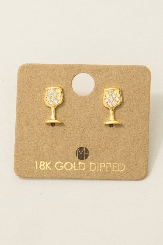Sparkle Wine Glass Must Have Stud Earring