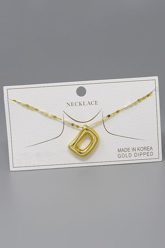 Bubble Initial Shiny Chain Necklace-Gold