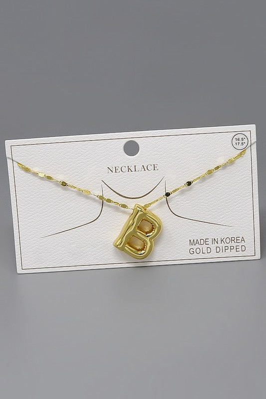 Bubble Initial Shiny Chain Necklace-Gold