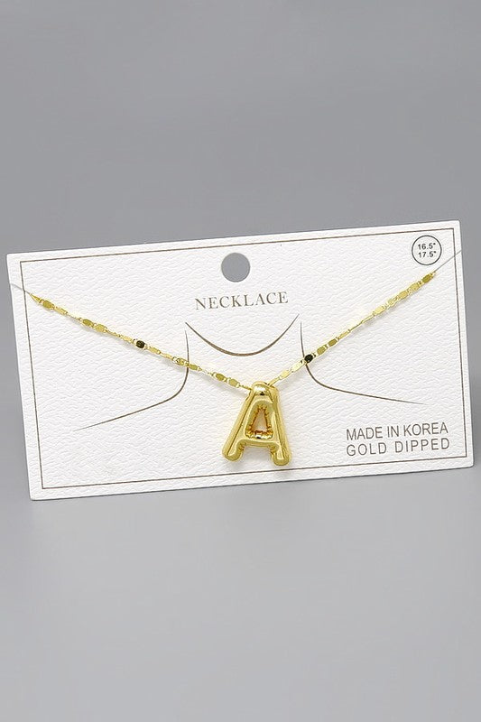 Bubble Initial Shiny Chain Necklace-Gold