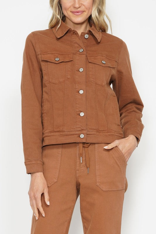 Garment Dyed Denim Jacket - Camel