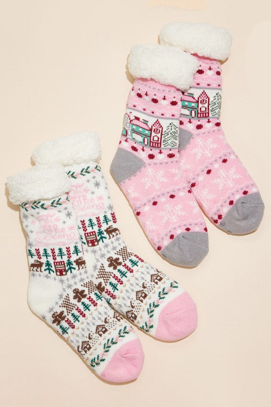 Sherpa Fuzzy Christmas Socks