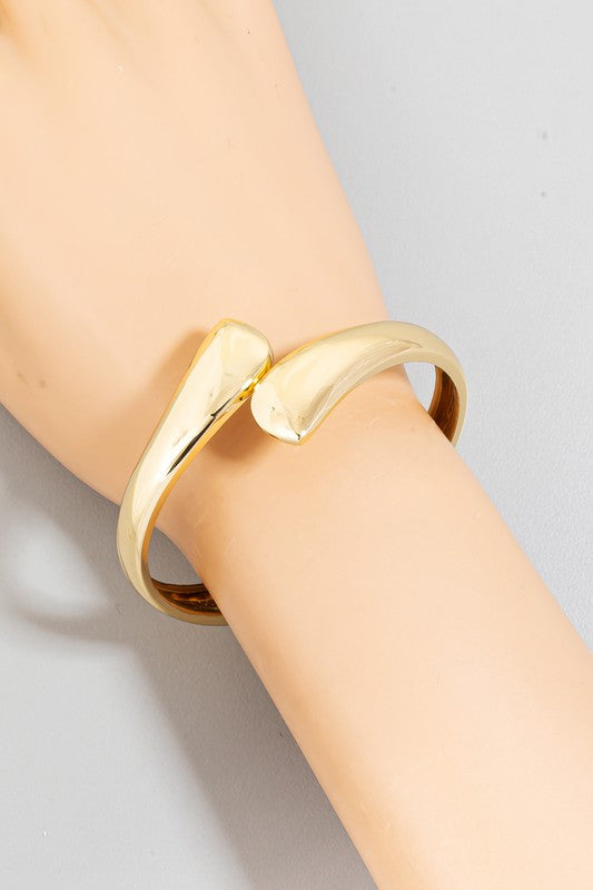 Overlap Gold Hinge Cuff Bracelet