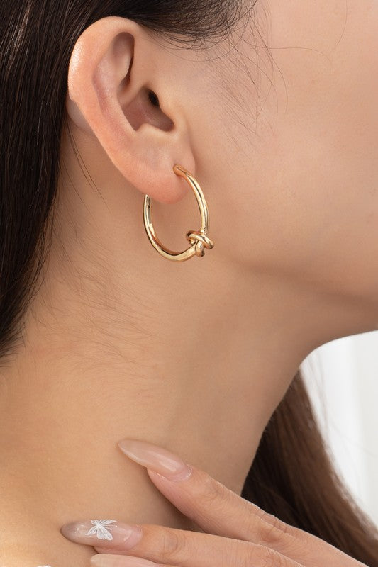 Brass Knotted Hoop Earring