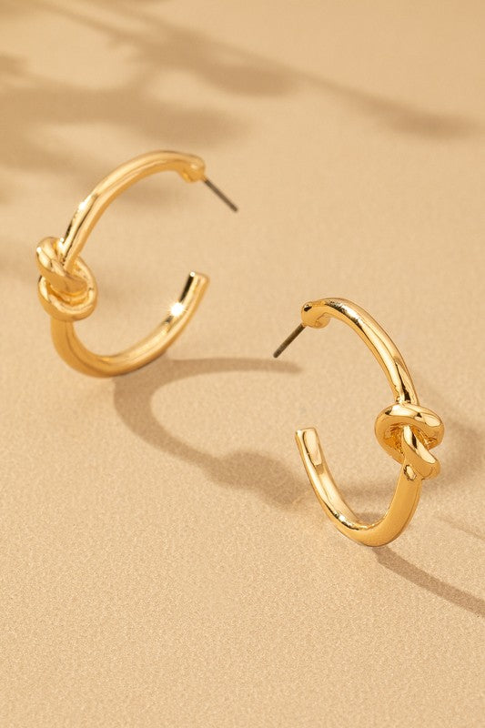 Brass Knotted Hoop Earring