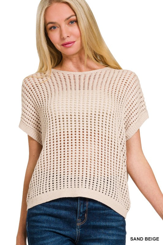 Crochet Knit Sheer Hollow Sweater