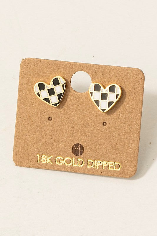 Checkered Heart Stud Must Have Earring