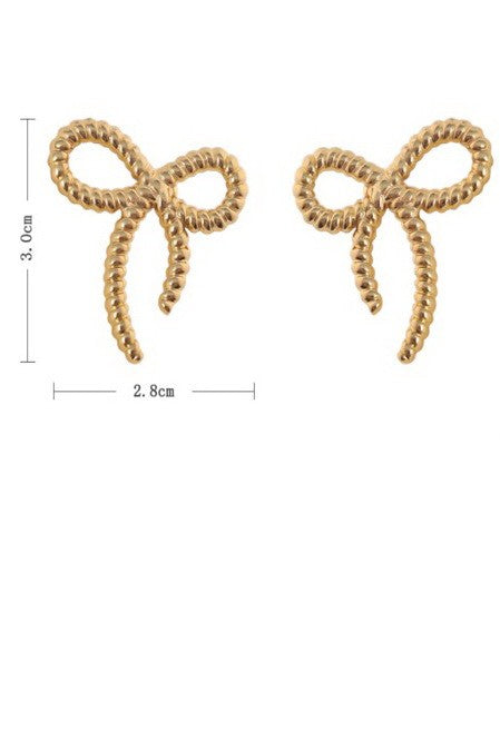 Rope Cut Bow Stud Earring-Gold