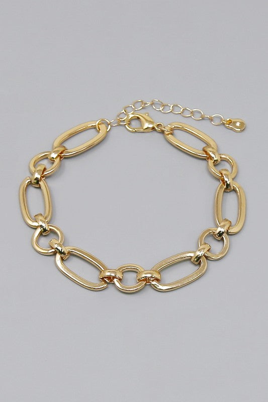 Smooth Oval Link Bracelet-Gold