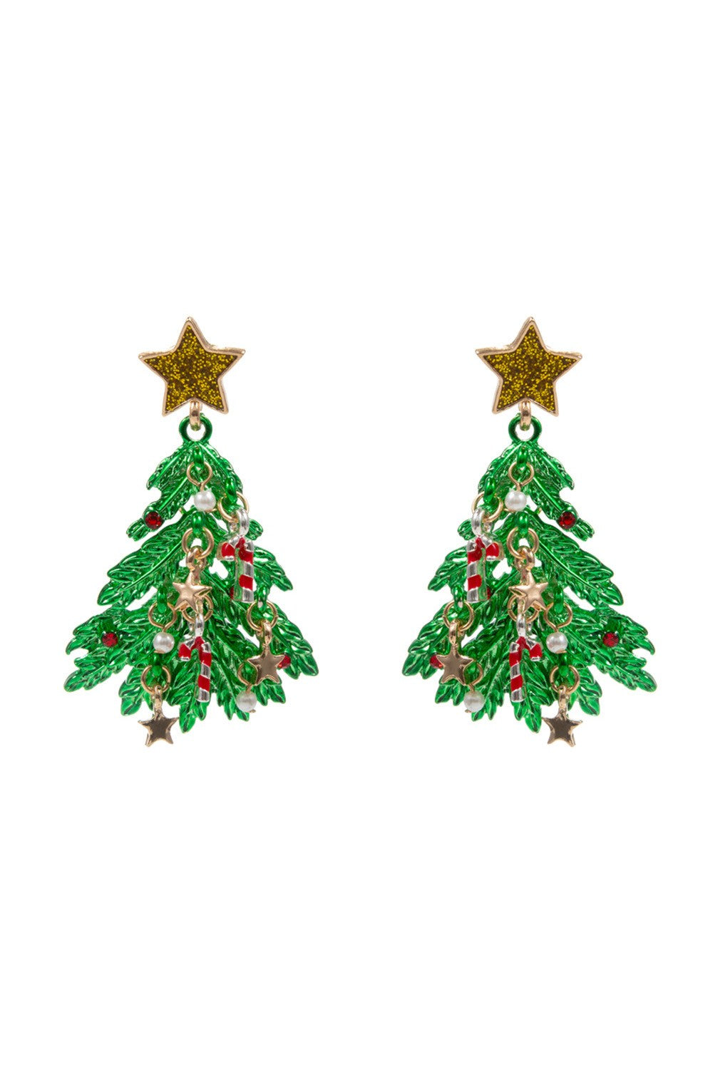 Dangle Charm Christmas Tree Earring-Green