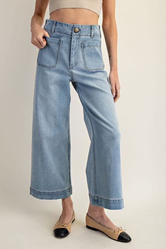 Straight Leg Patch Pocket Denim Pant