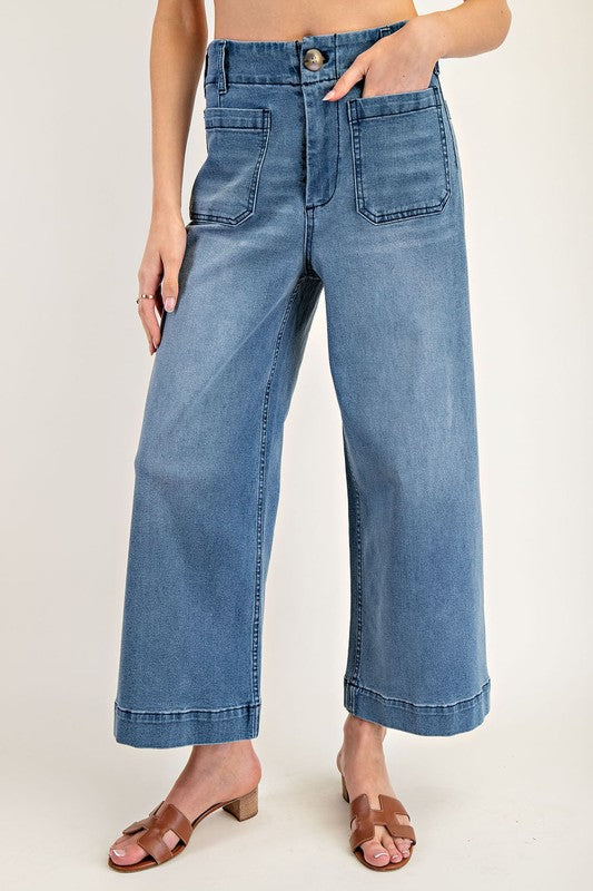 Straight Leg Patch Pocket Denim Pant