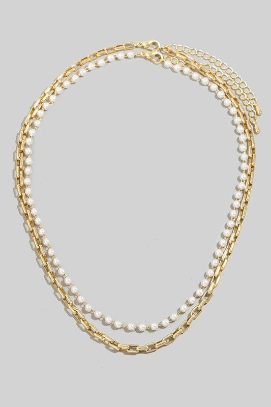 Pearl & Chain Layered Necklace