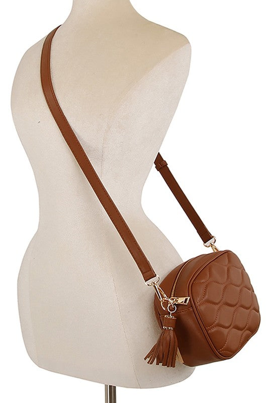 Quilted Oval Crossbody Bag