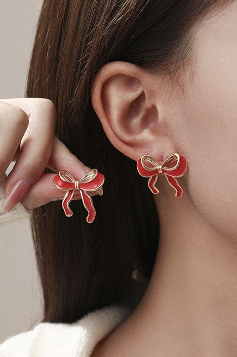 Enamel Bow Stud Earring