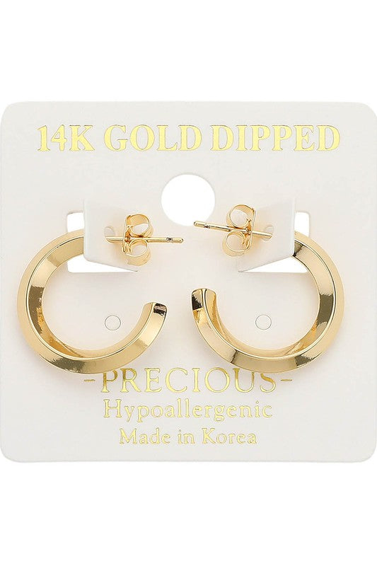 Tiny Polished Edge Hoop Earring-Gold