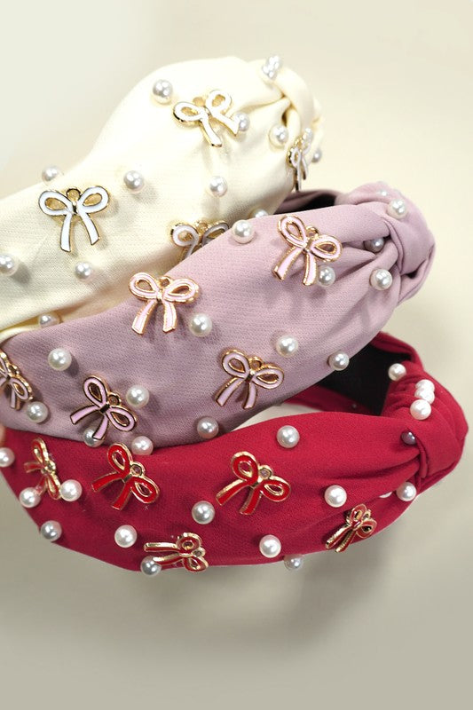 Pearl & Enamel Bow Knot Headband