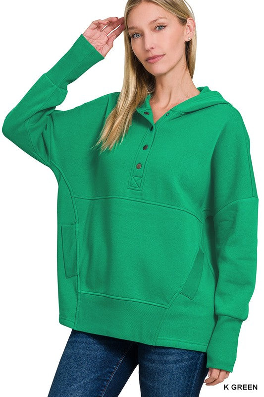 Fleece 1/2 Snap Hooded Sweatshirt