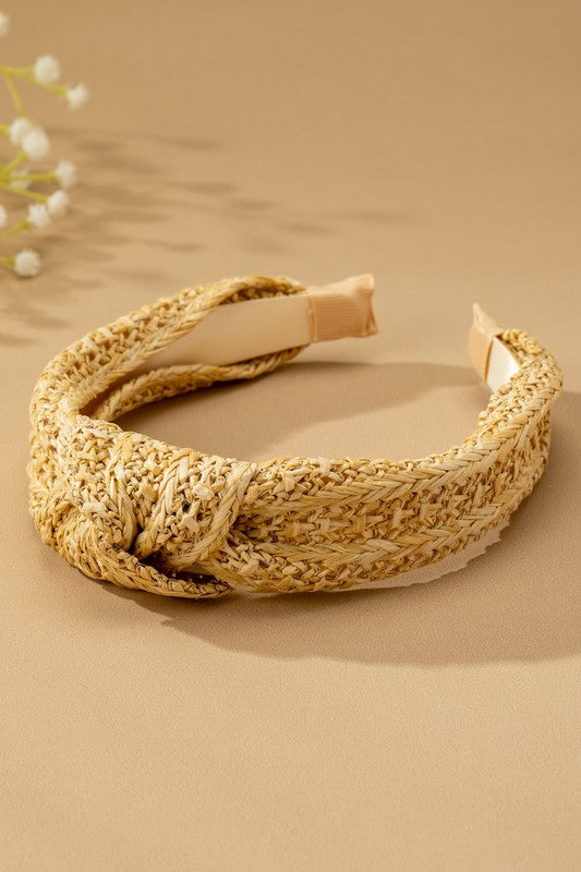 Straw Woven Knot Headband