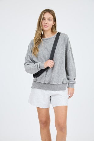 Washed Crewneck Long Sleeve Sweatshirt