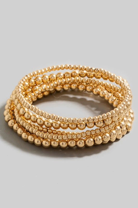 Mixed Size Ball Bead Bracelet Set
