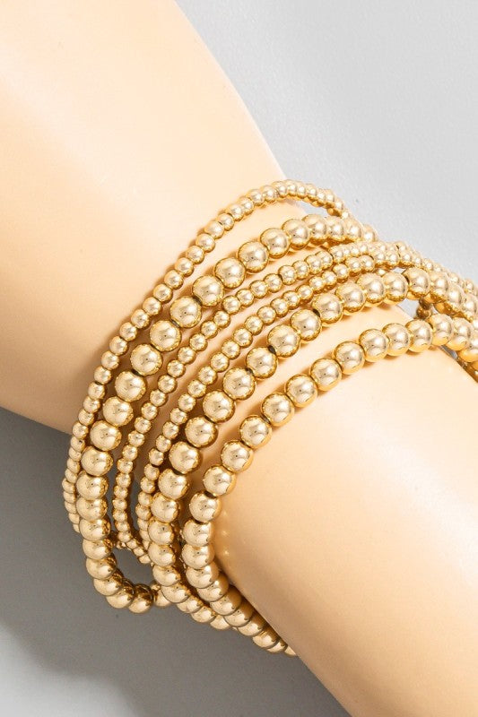 Gold Ball Mix Size Bracelet Set