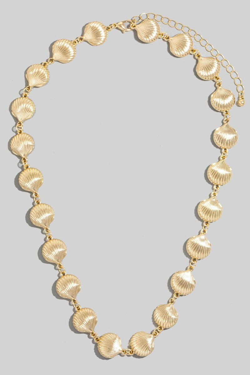 Gold Metallic Stationary Shell Chain Necklace