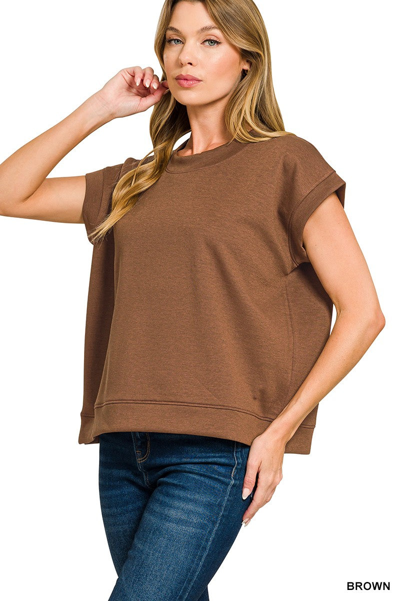 Solid Scuba Short Sleeve Top