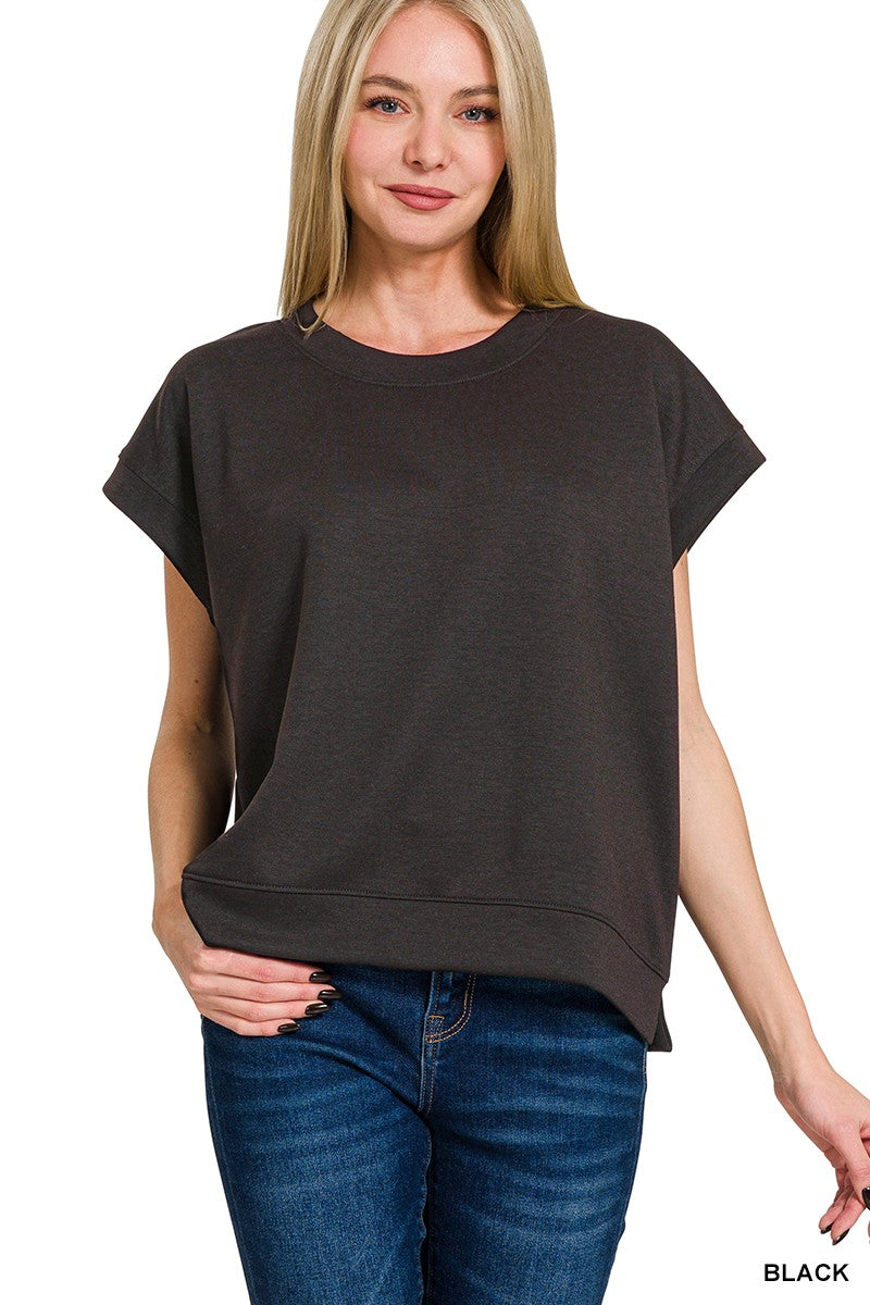 Solid Scuba Short Sleeve Top