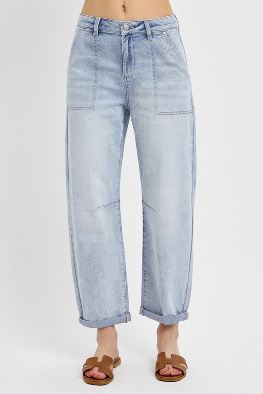 Slouchy Barrel Patch Pocket Denim-Light