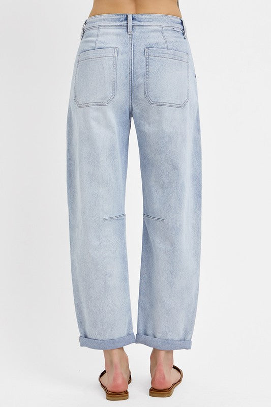 Slouchy Barrel Patch Pocket Denim-Light