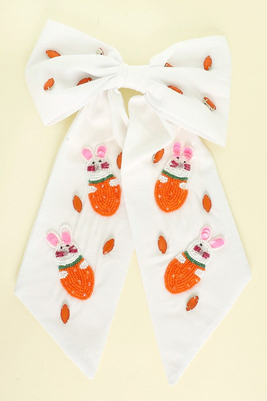 Bunny Easter Bow Clip-White