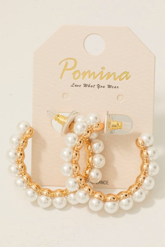 Pearl Studded Hoop Earring