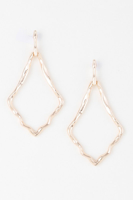 Wavy Geo Teardrop Earring-Gold