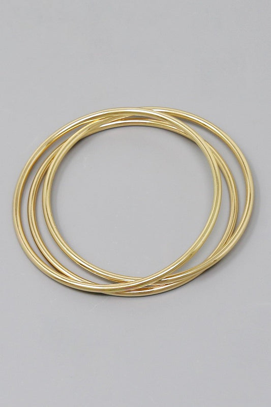 Thin Metal Bangle Bracelet Set-Gold