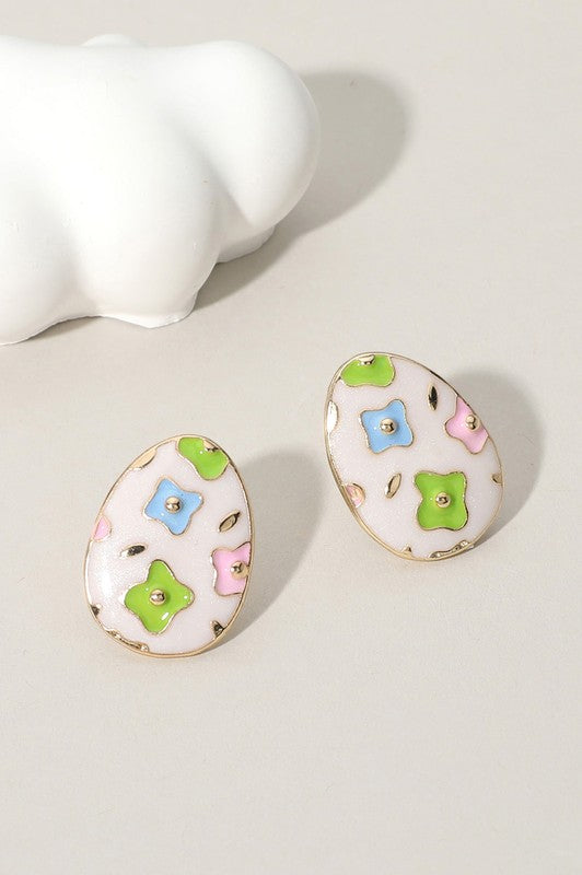 Enamel Easter Themed Stud Earring