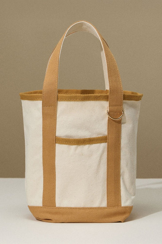 Solid Mini Canvas Tote Bag-Taupe