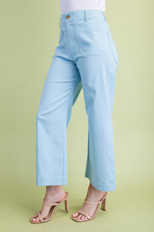 Colored Ankle Crop Patch Pocket Pant