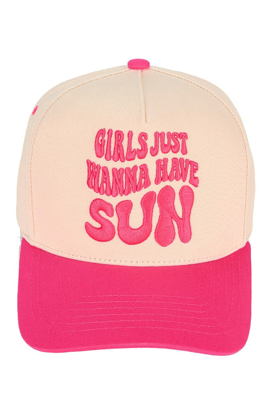 Girls Just Wanna Have Sun Hat-H.Pink