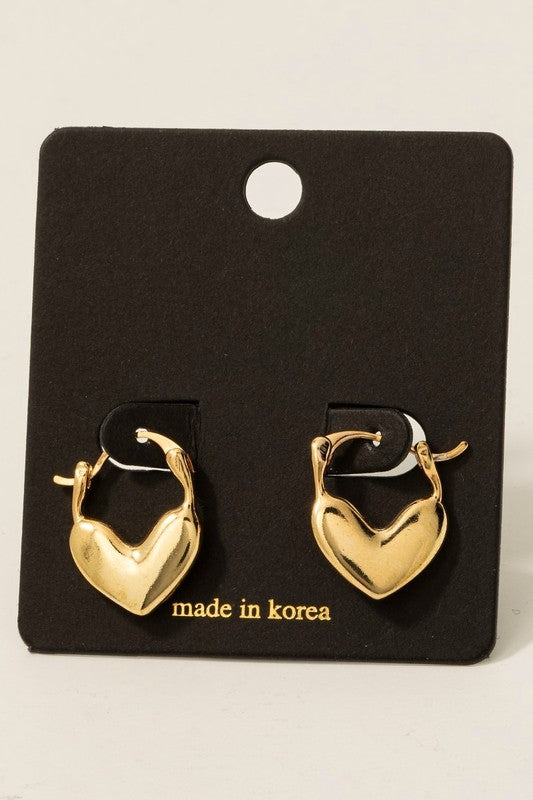 Flat Heart Latch Hoop Earring