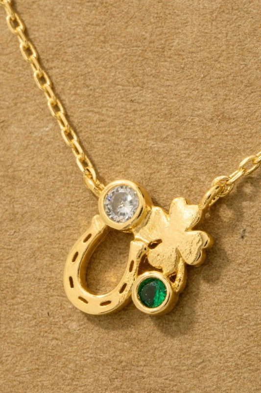 Horseshoe, Clover & Rhinestone Must Have Necklace