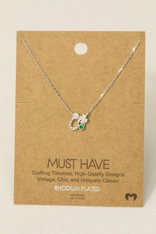 Horseshoe, Clover & Rhinestone Must Have Necklace