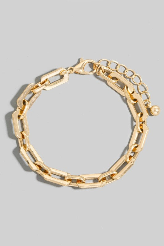 Rectangle Chain Link Bracelet-Gold