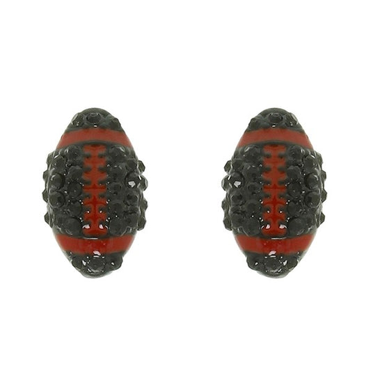 Two Tone Pave Football Stud Earrings