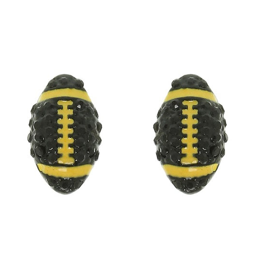 Two Tone Pave Football Stud Earrings