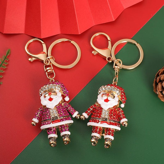 Rhinestone Santa Bag Charm/Keyfob
